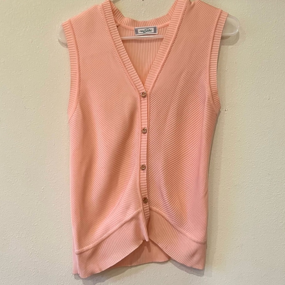 Misaki Pink Button Vest Top